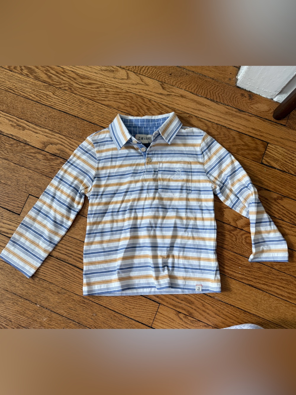 Me & Henry Striped Long-Sleeve Polo Shirt - Size 4 / 5 - NWT